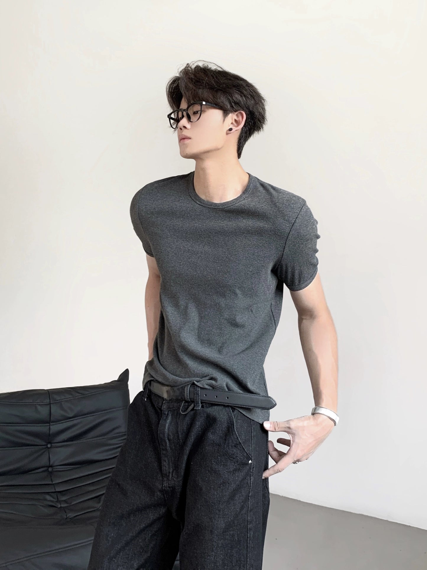 Plain Short Sleeve Knit T-shirt WN20090