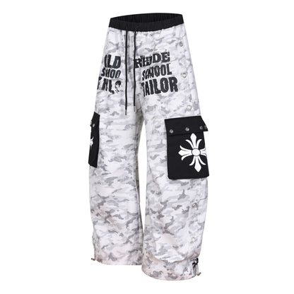 Camouflage Letter Print Cargo Pants WN26150