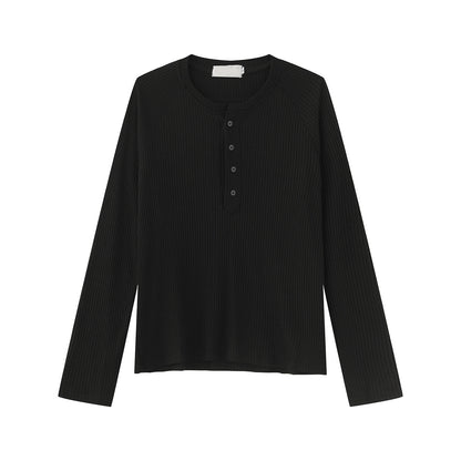 Rib Button Long Sleeve T-Shirt WN24952