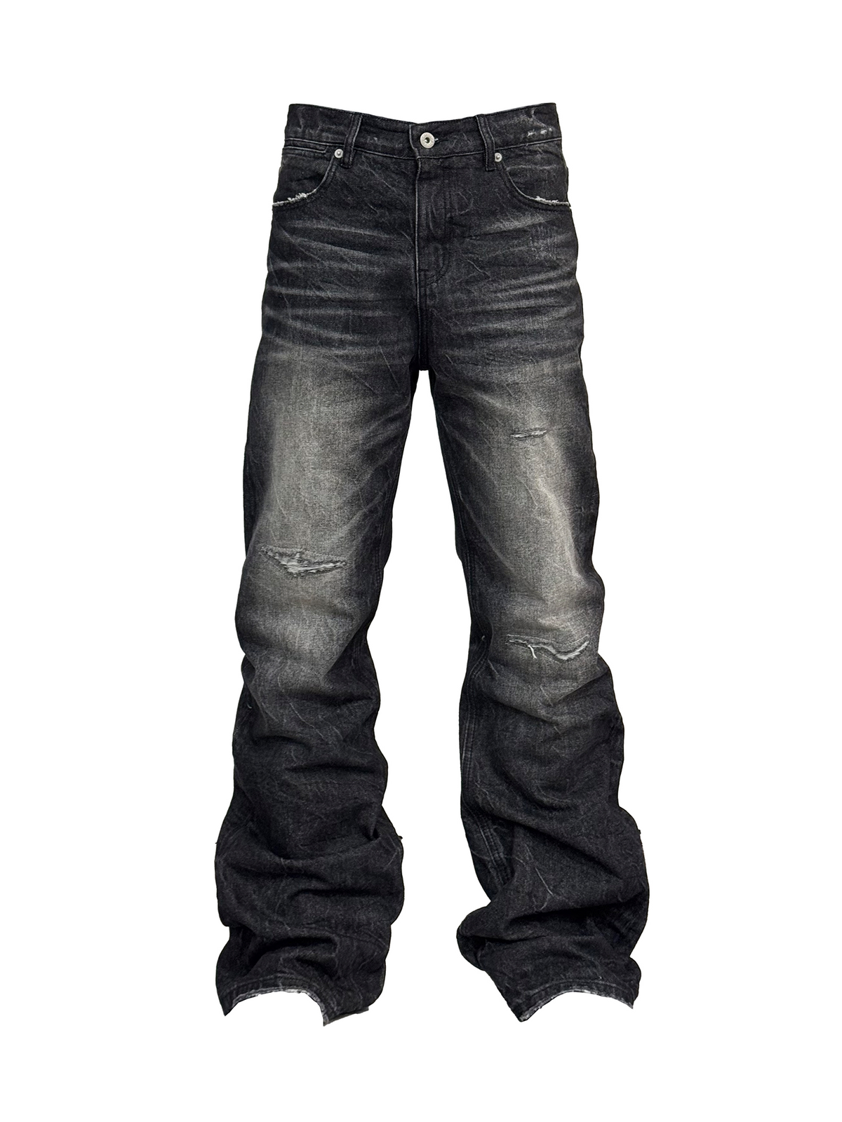 Damage Washed Wide Leg Denim Jeans WN27246
