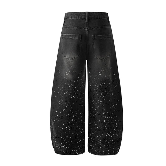 Washed Paint Pocket Wide Leg Denim Jeans WN25792