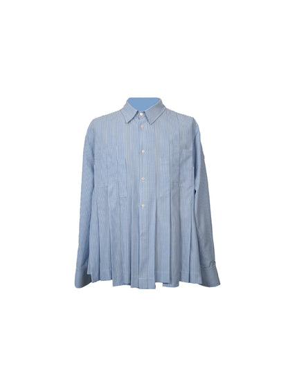 Stripe Pleats Design Long Sleeve Shirt WN23624