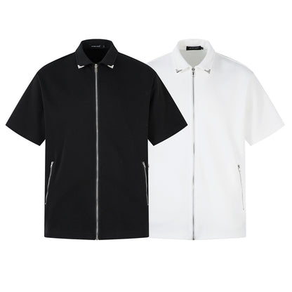 Full Zip Polo Collar Short Sleeve Shirt WN26805
