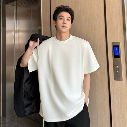 Heavyweight Detachable Shoulder-pad Oversize Short Sleeve T-Shirt WN25259
