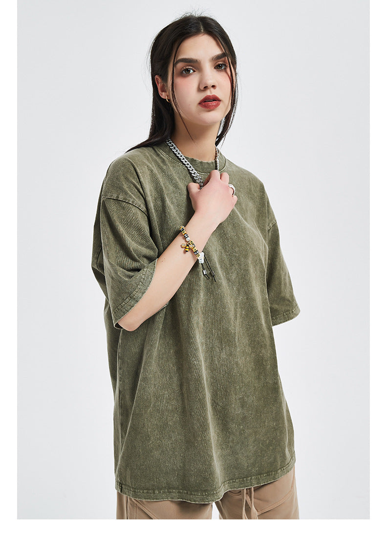 Vintage Dyed Oversize Short-sleeve T-shirt & Vintage Dyed Short Sweatpants Setup WN6631-K