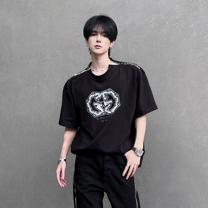 Art Print Spike Studs Short Sleeve T-Shirt WN25046