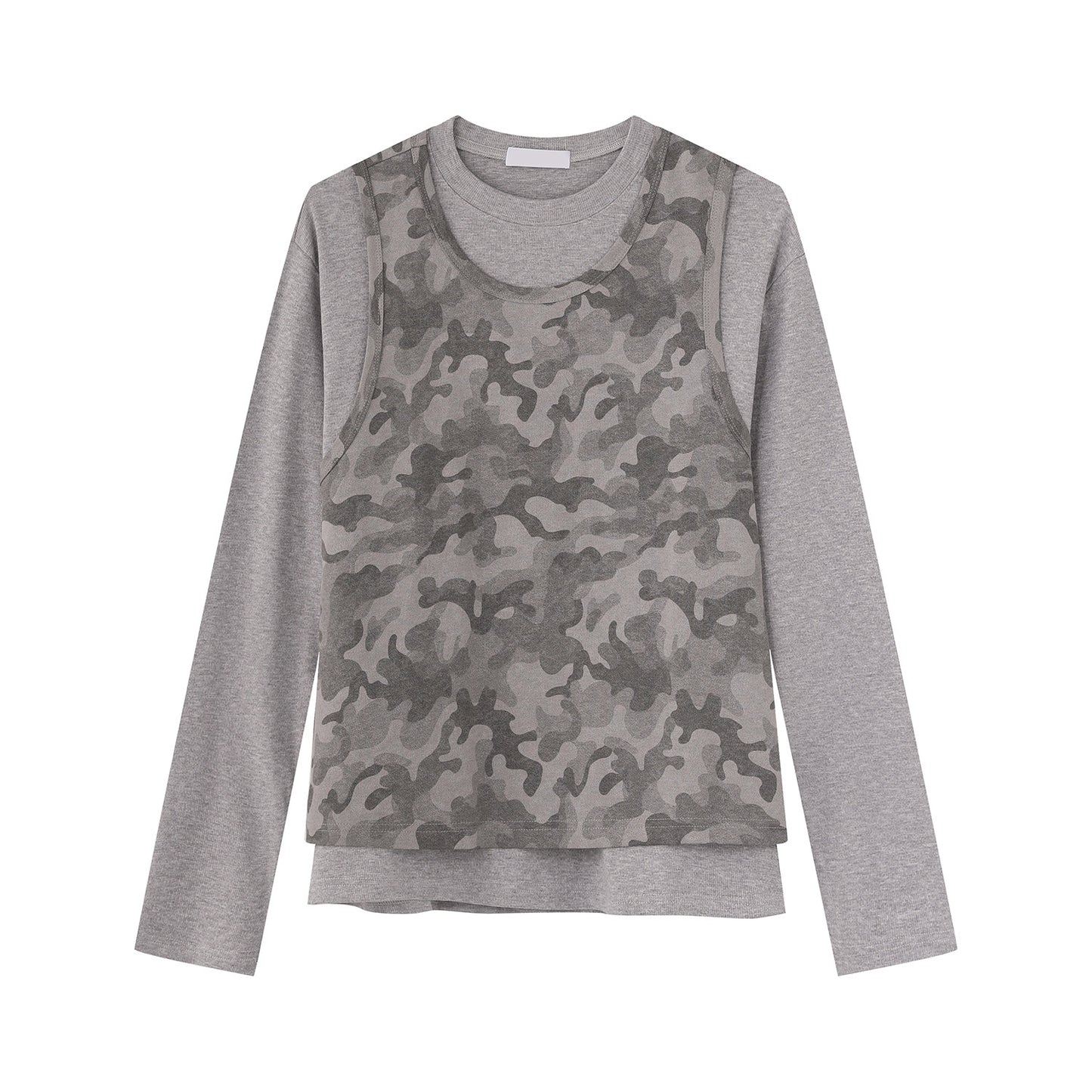 Camouflage Fake Layered Long Sleeve T-Shirt WN25000