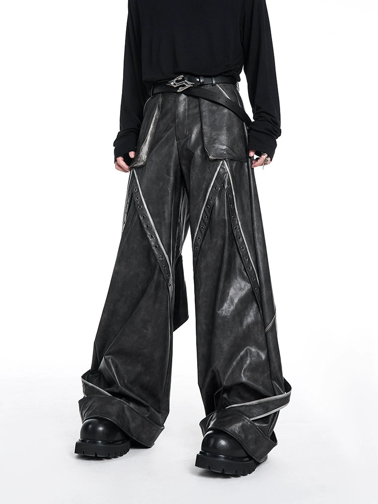 Glossy Heavyweight PU Leather Straight Pants WN10226