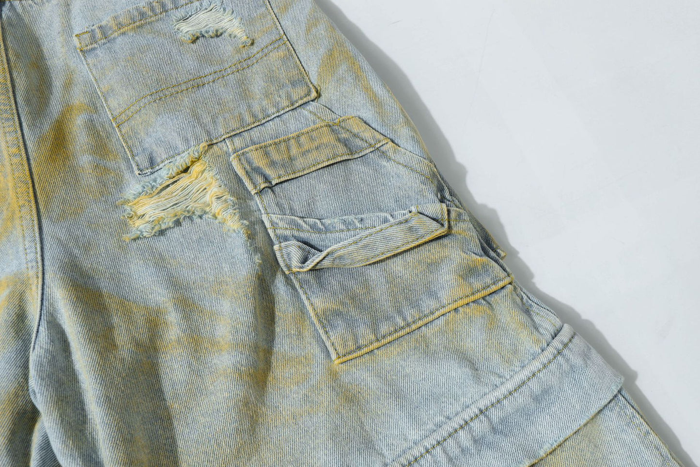 Washed Damage Denim Half Pants WN25711