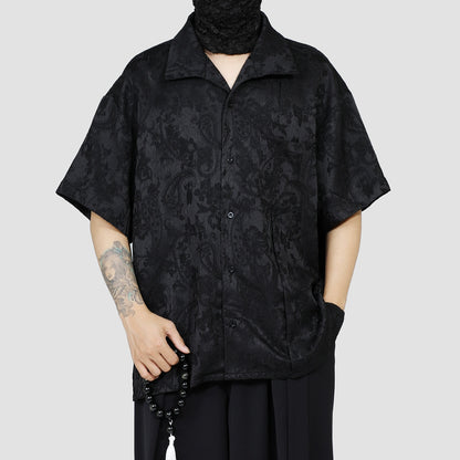 Side Slit Jacquard Short Sleeve Shirt WN20184