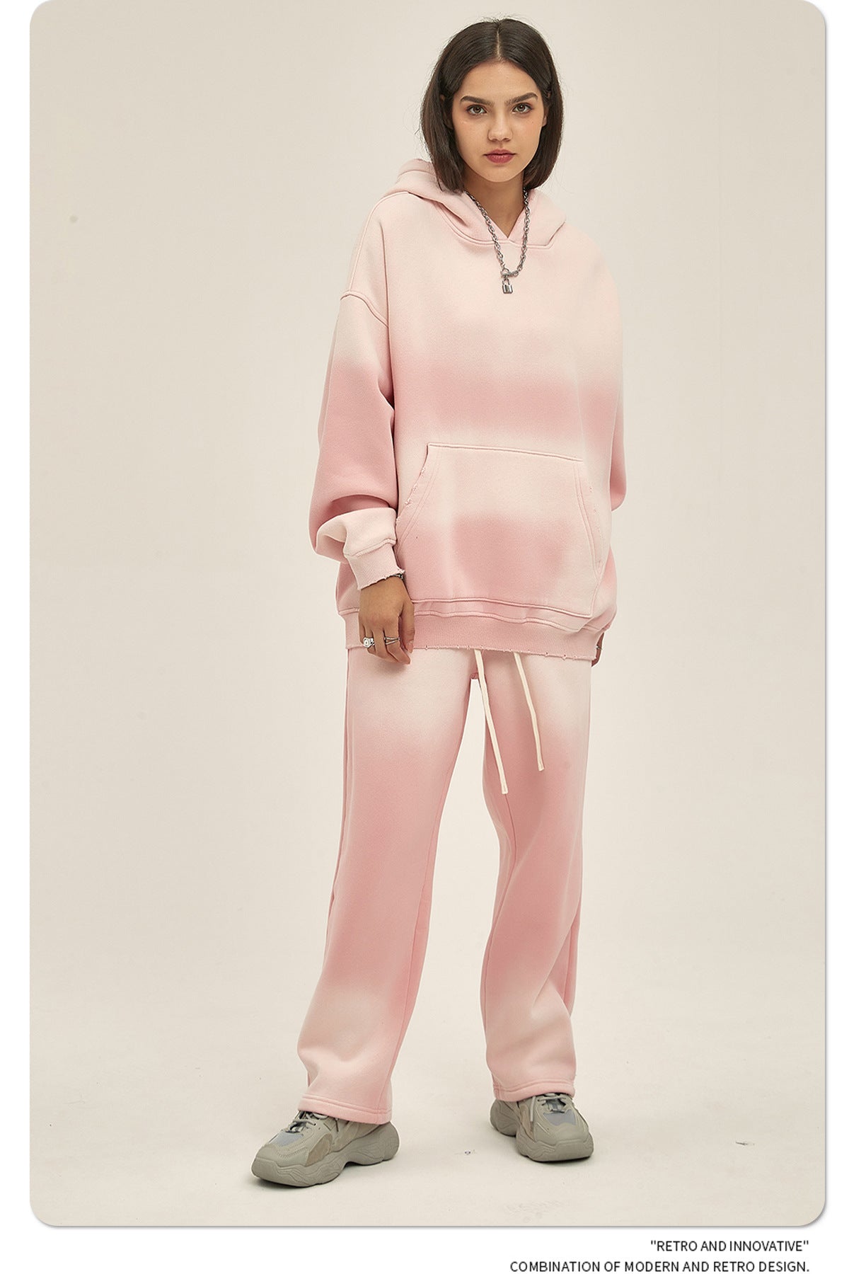 Fleece Lining Spray-dye Damage Oversize Hoodie WN9969-K