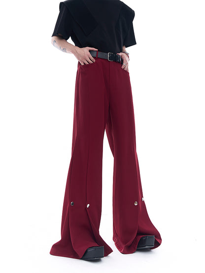 Cuffs With Metal Button Design Flare Trousers WN6874