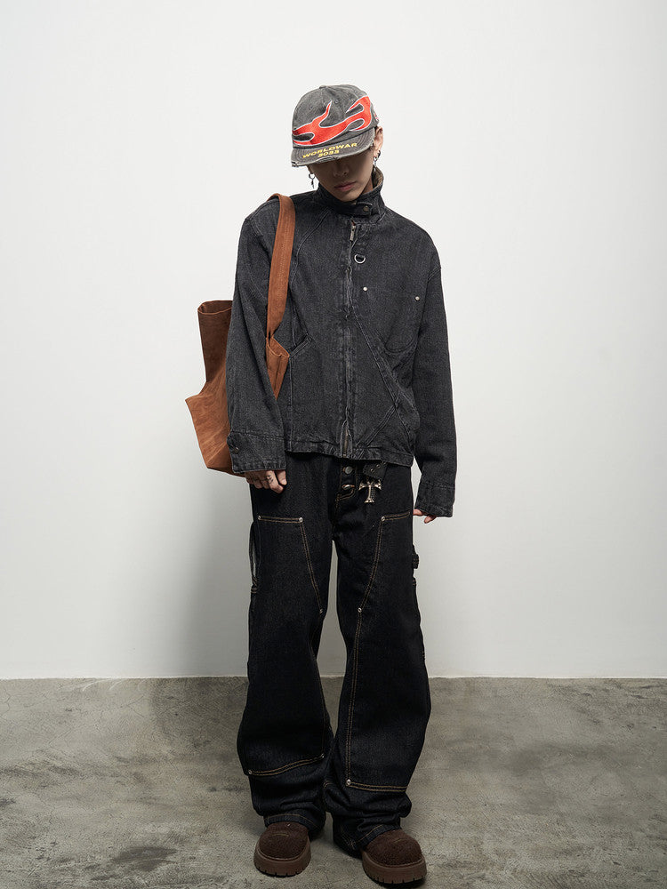 Washed Corduroy Patchwork Denim Jacket WN22937