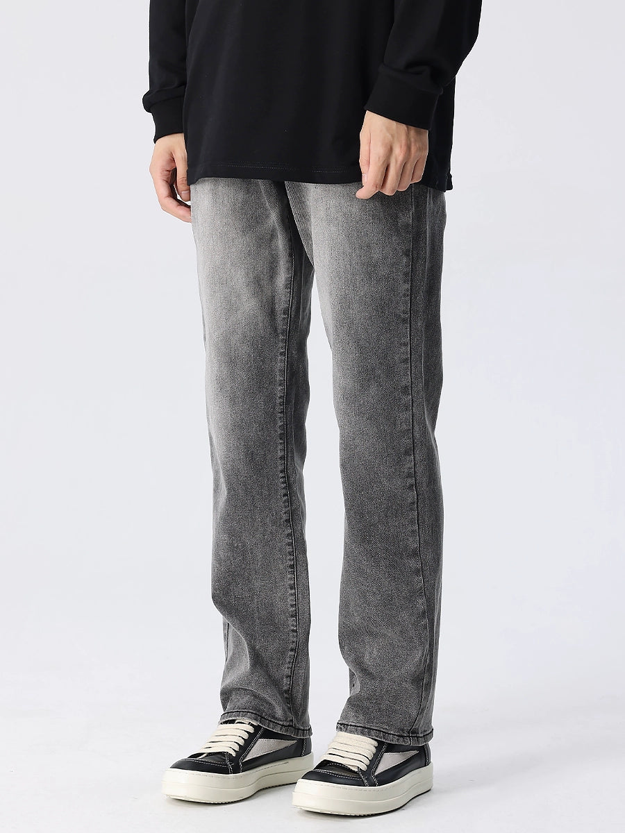 Washed Wide-Leg Straight Denim Jeans WN17615