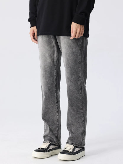 Washed Wide-Leg Straight Denim Jeans WN17615