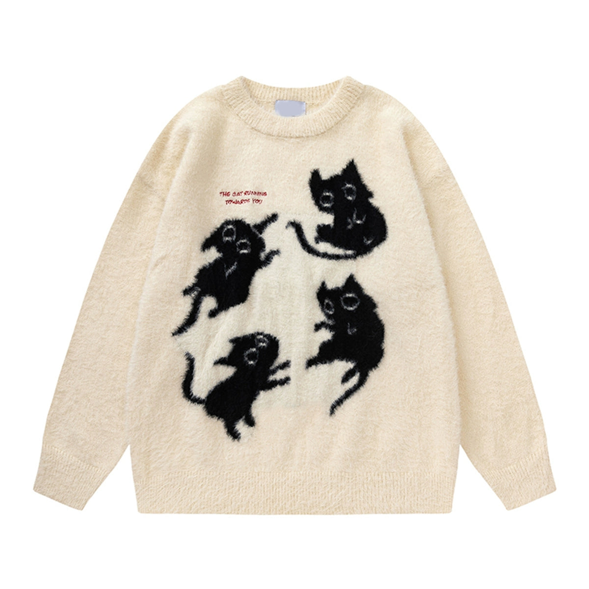 Cat Design Oversize Knit Sweater WN10239