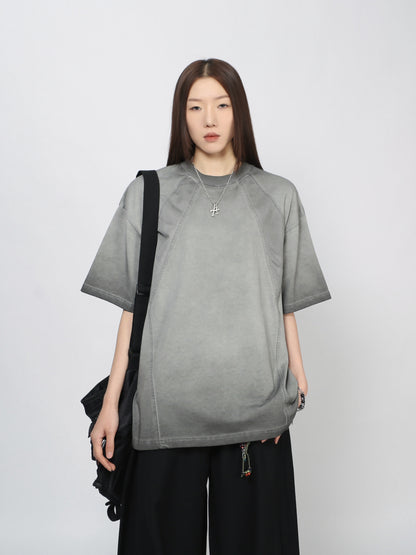 Washed Patchwork Oversize Short Sleeve T-Shirt WN24406