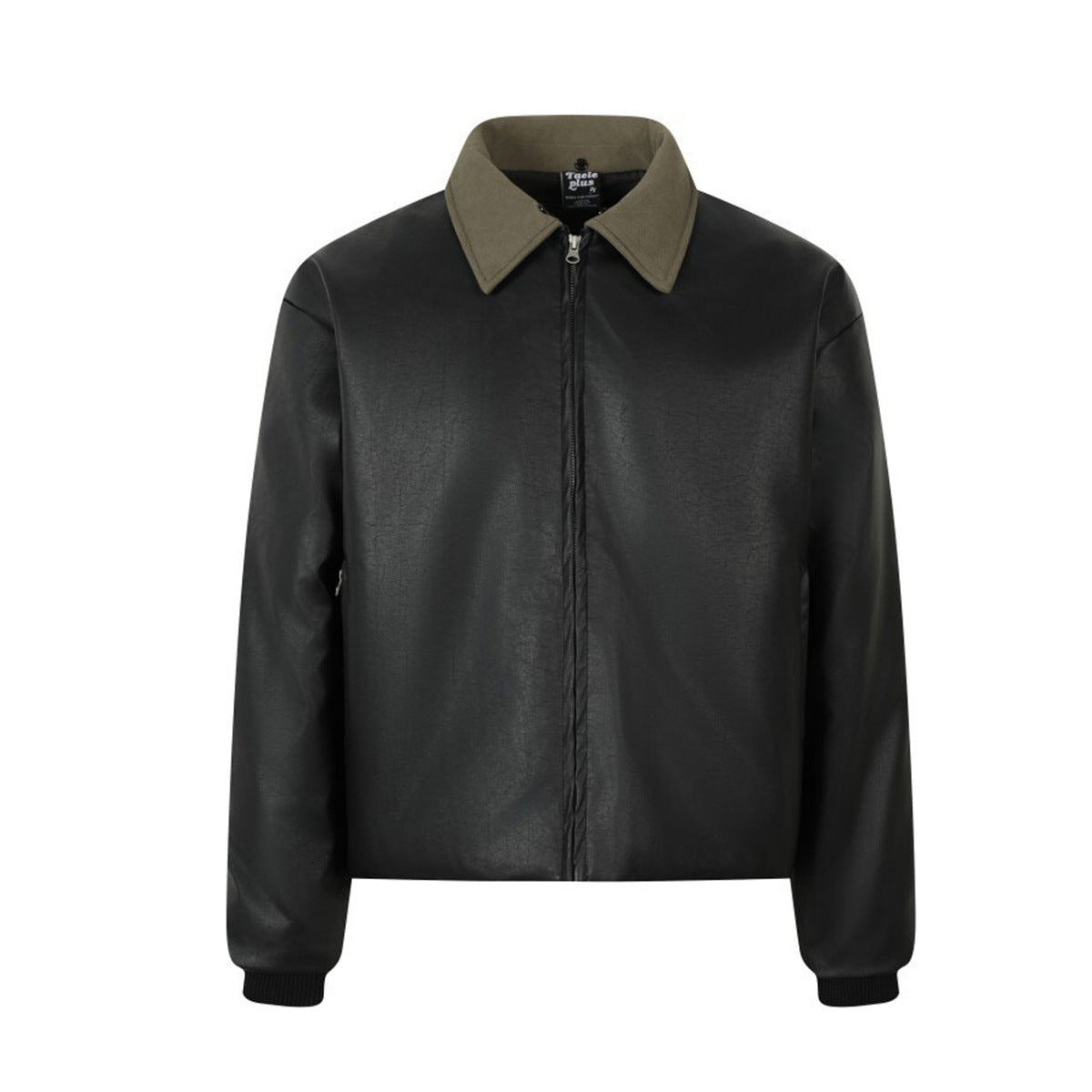 Detachable Fake Fur Collar PU Leather Zipper Jacket WN21921