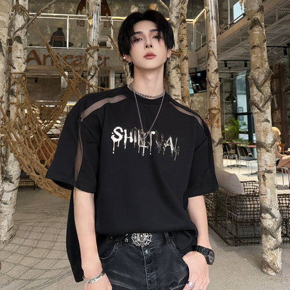 Oversize Letter Cutout Short Sleeve T-Shirt WN25100