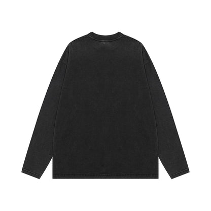 Washed Dirty Dye Graphic Print Long Sleeve T-Shirt WN25719