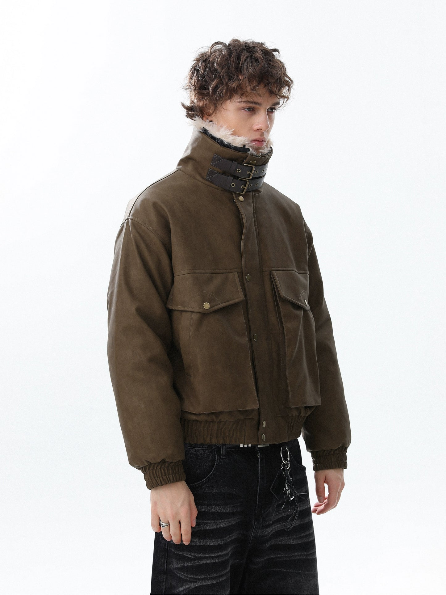 Fake Fur-Collar Large Pocket Thick Jacket WN22095