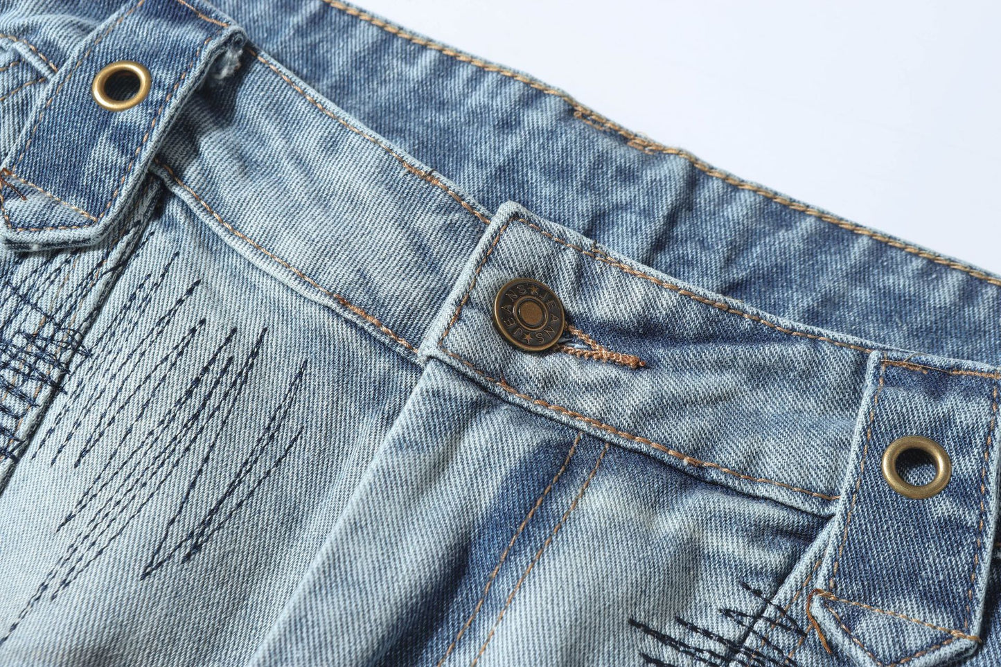 Washed Curved Wide Leg Denim Jeans WN16531