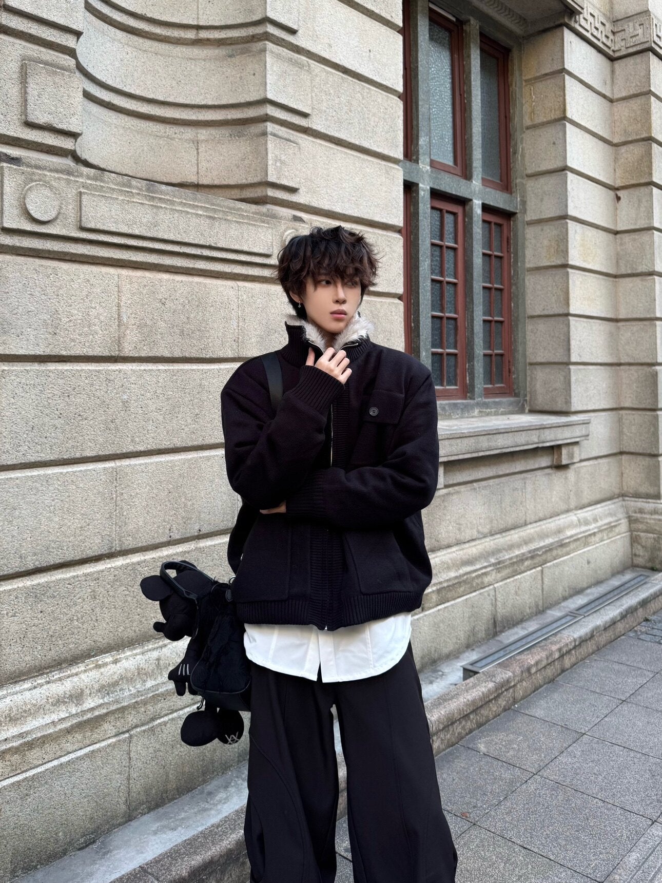 Heavyweight Fake Fur Stand Neck Padded Jacket WN23176