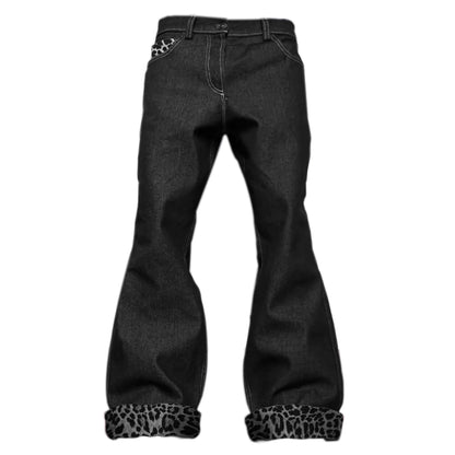 Leopard Flare Denim Jeans WN20893
