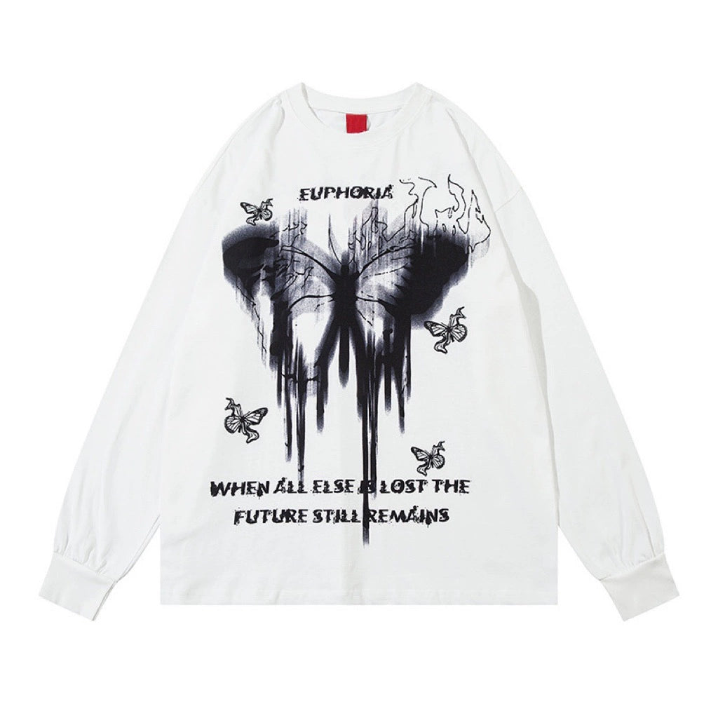 Graffiti Print Oversize Long Sleeve T-shirt WN8404