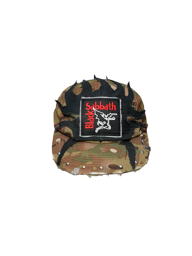 Flame Patchwork Camouflage Flat-Brim Cap WN21102