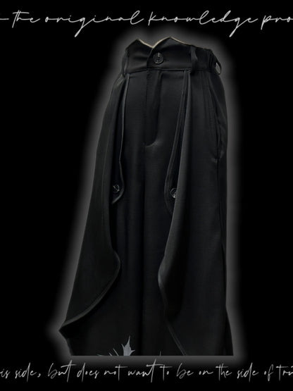 Asymmetric Layered Wide Leg Trousers & Belt & Chain WN20093