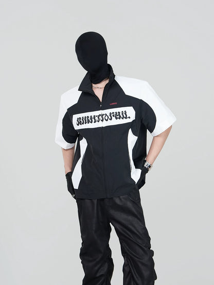 Graphic Design Zipper Short Sleeve Jacket WN17274