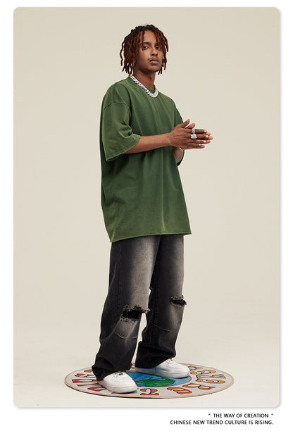 Washed Damage Oversize Short Sleeve T-Shirt WN6068