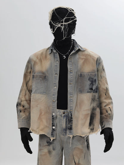 Deconstructed Gradient Denim Jacket & Denim Jeans Setup WN18662