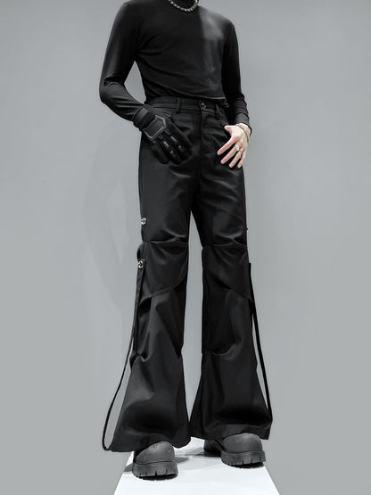 Deconstructed Pleats Strap Flare Trousers WN23907