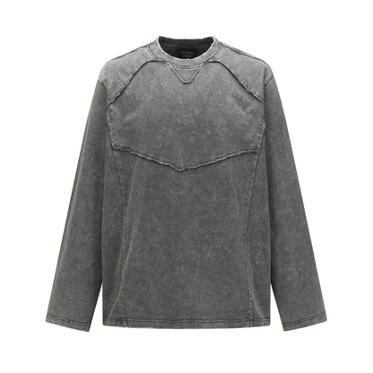 Washed Frayed Pullover Sweatshirt WN23029