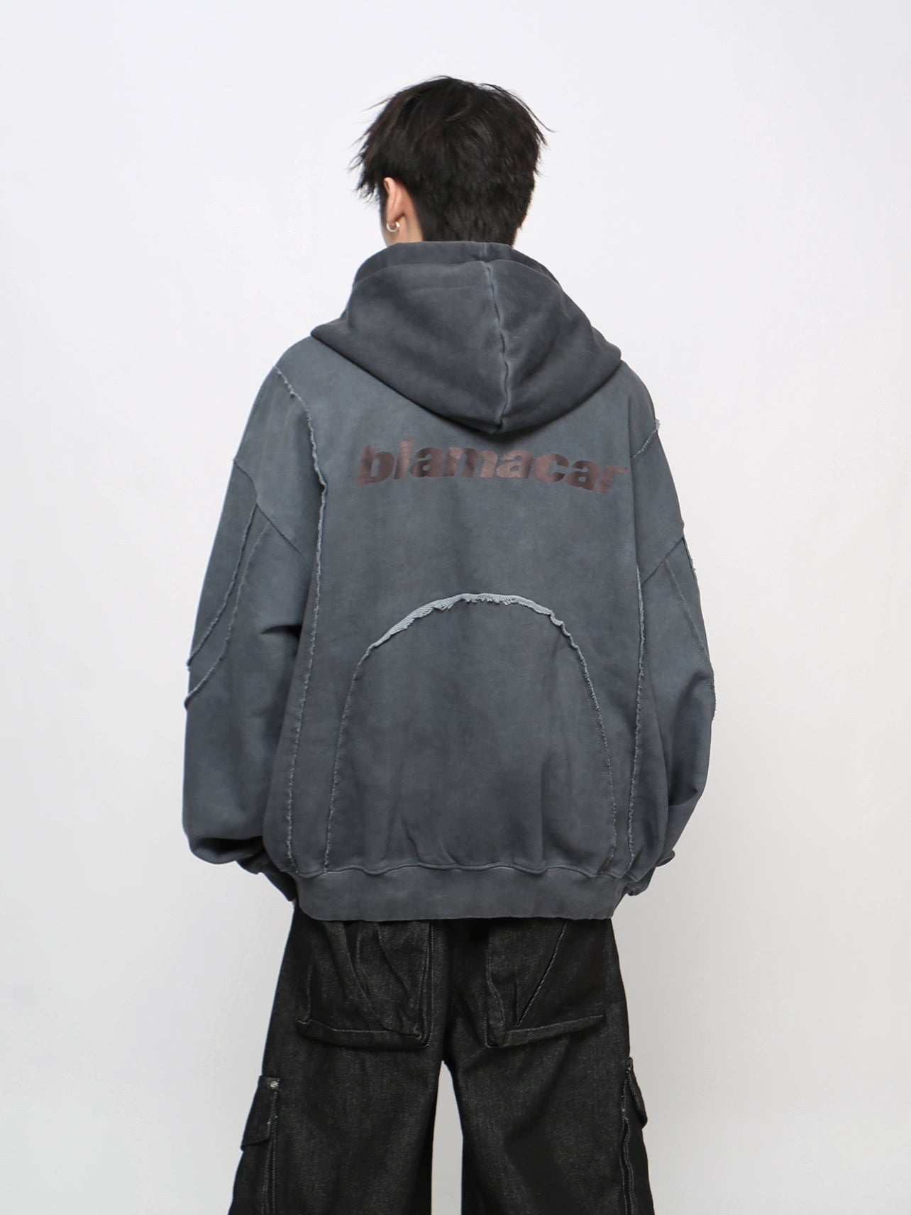 Heavyweight Cut Design Zipper Hoodie WN21038