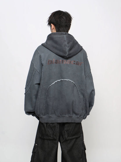 Heavyweight Cut Design Zipper Hoodie WN21038