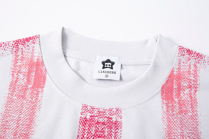 Gradient Spray Letter Print Oversize Short Sleeve T-Shirt WN27860