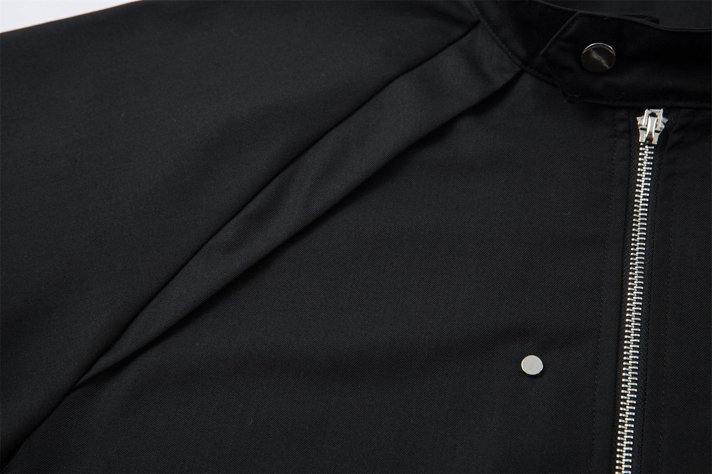 Stand Neck Zipper Structured Short Sleeve Shirt Jacket WN26873