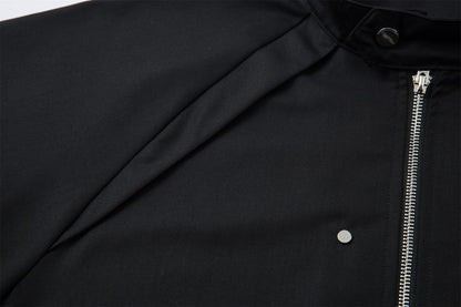 Stand Neck Zipper Structured Short Sleeve Shirt Jacket WN26873