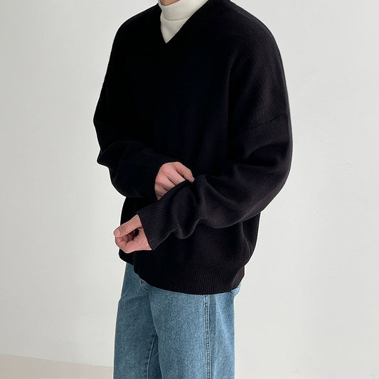 Oversize V-neck Knit Sweater WN6590