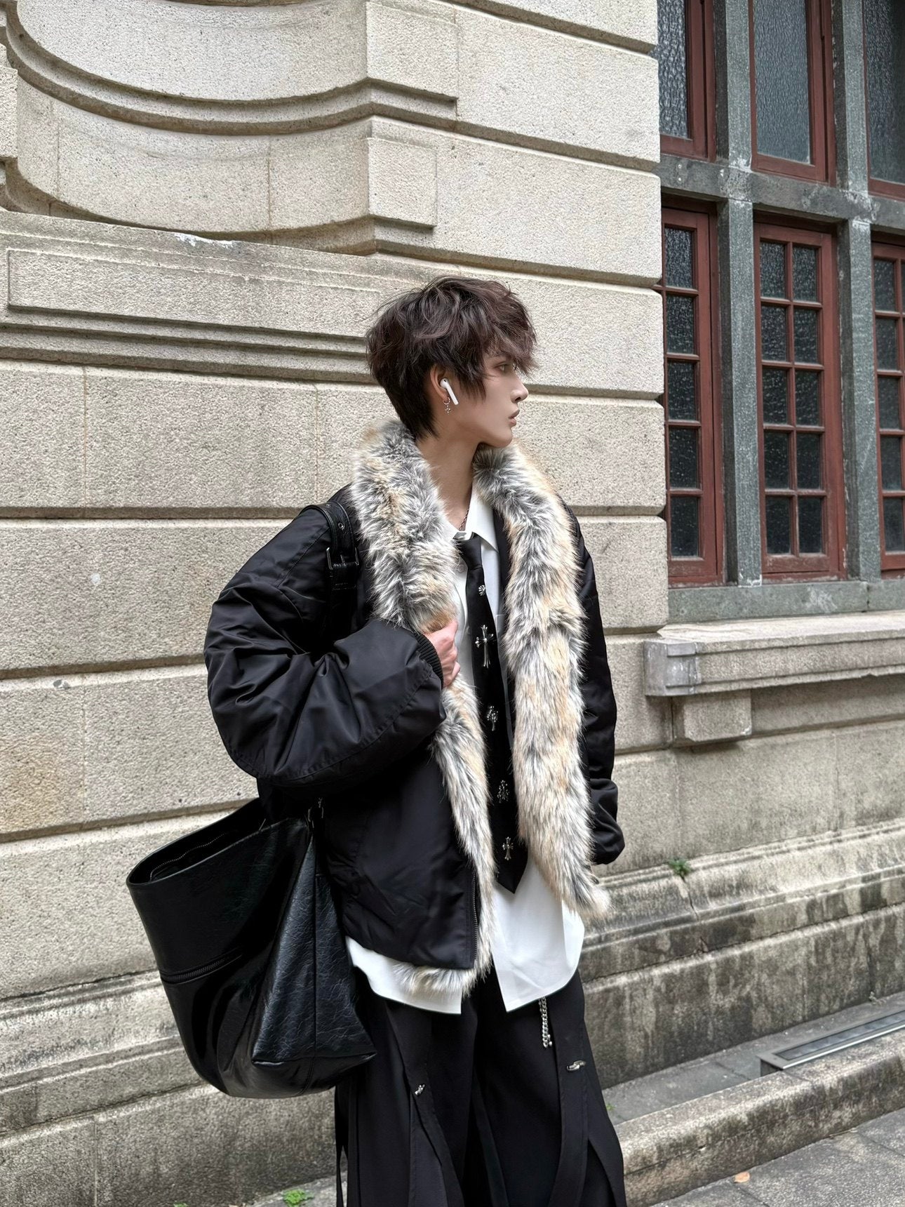 Fake Fur Collar Oversize Short Puffer Jacket WN23172