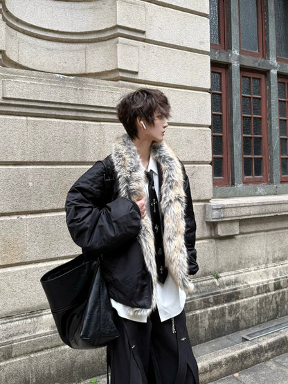 Fake Fur Collar Oversize Short Puffer Jacket WN23172