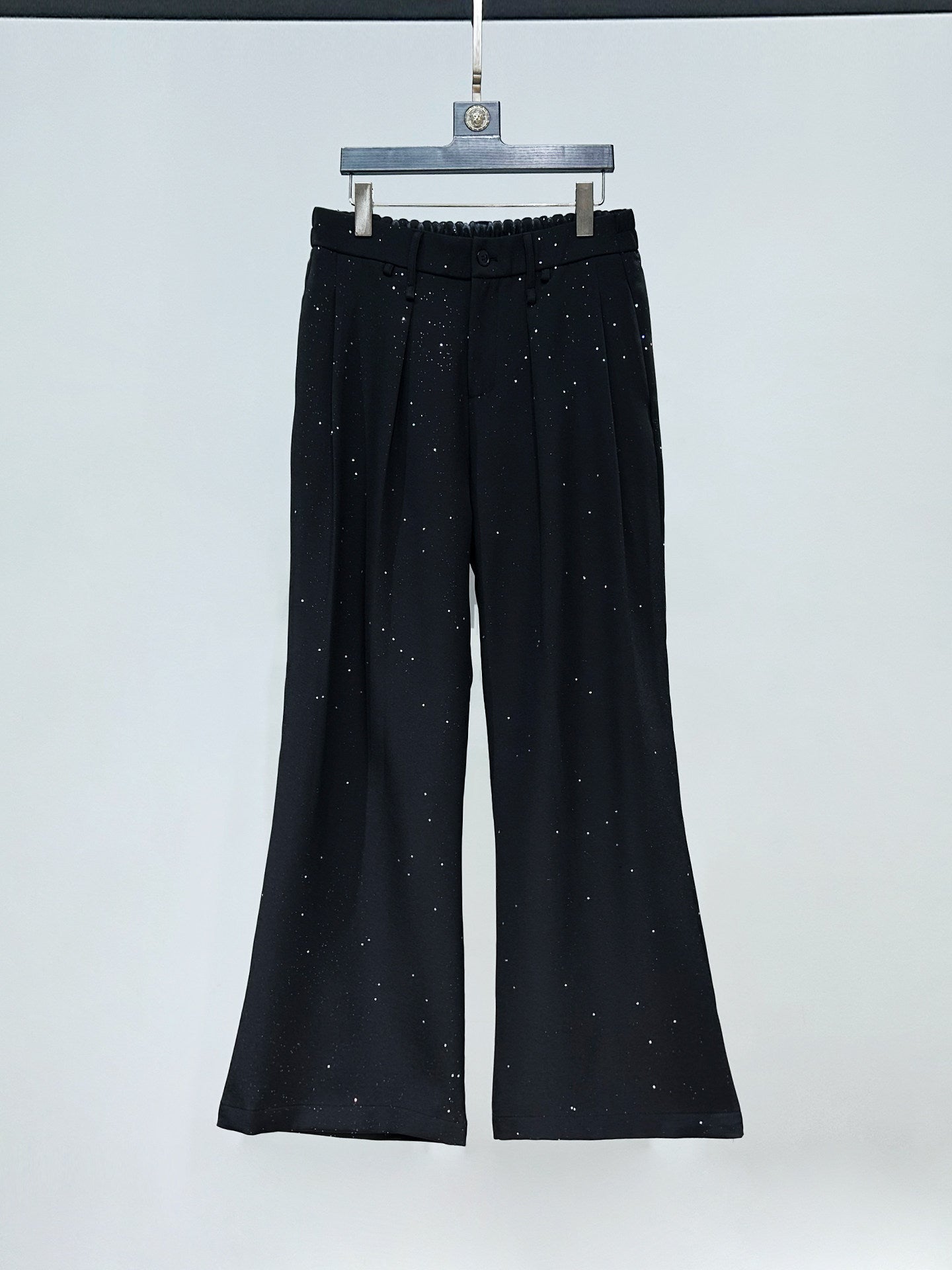 Foil Star Pattern Double Breasted Short Jacket & Flare Pants Setup WN23927