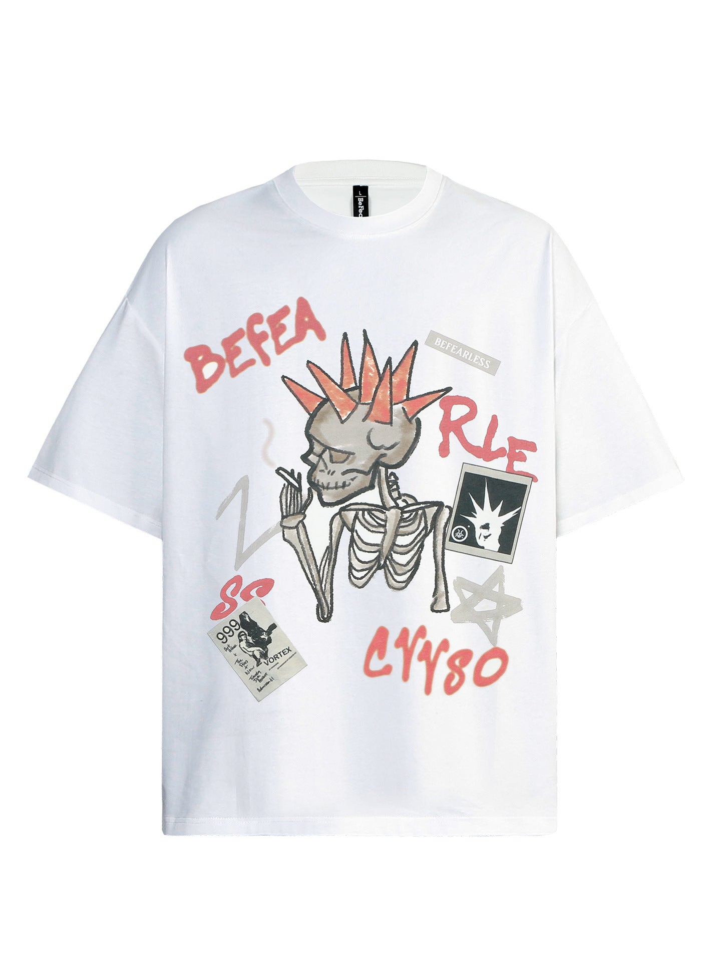 Skeleton Letter Print Short Sleeve T-Shirt WN26204