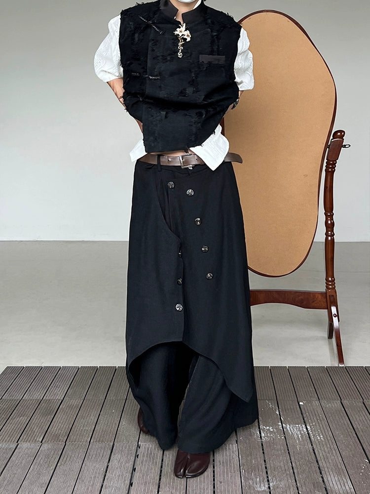 Asymmetrical Draping Wide Leg Trousers WN19950
