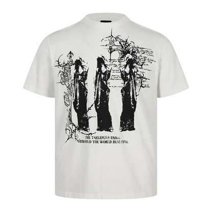 Graffiti Print Cotton Short Sleeve T-Shirt WN25729