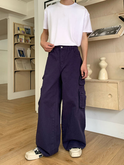 Washed Cargo Wide Leg Pants WN24910
