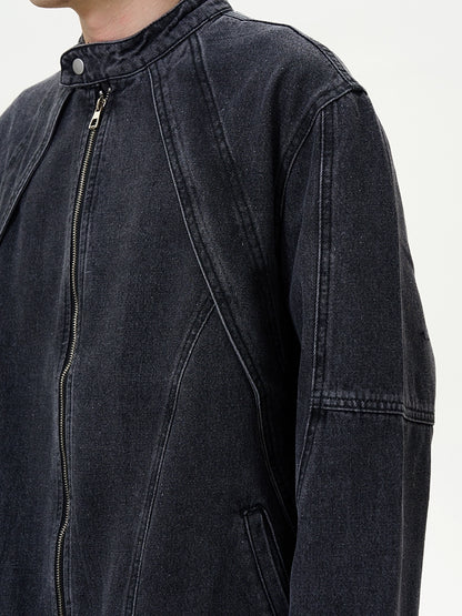 Deconstructed Washed Heavy-Duty Denim Jacket WN9474